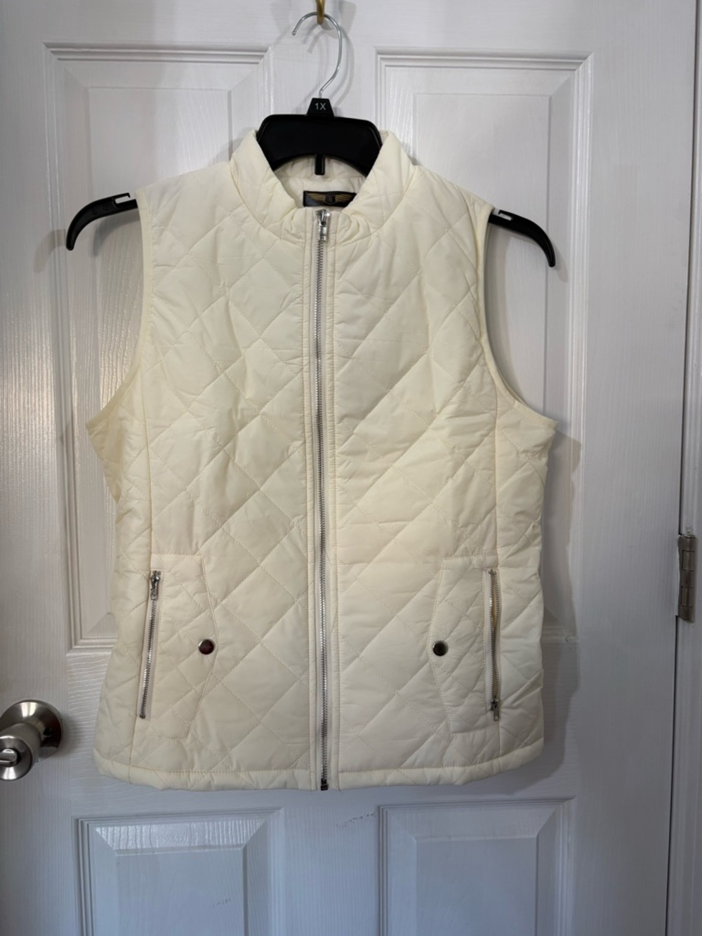 Cream Quilted Zip Front Vest